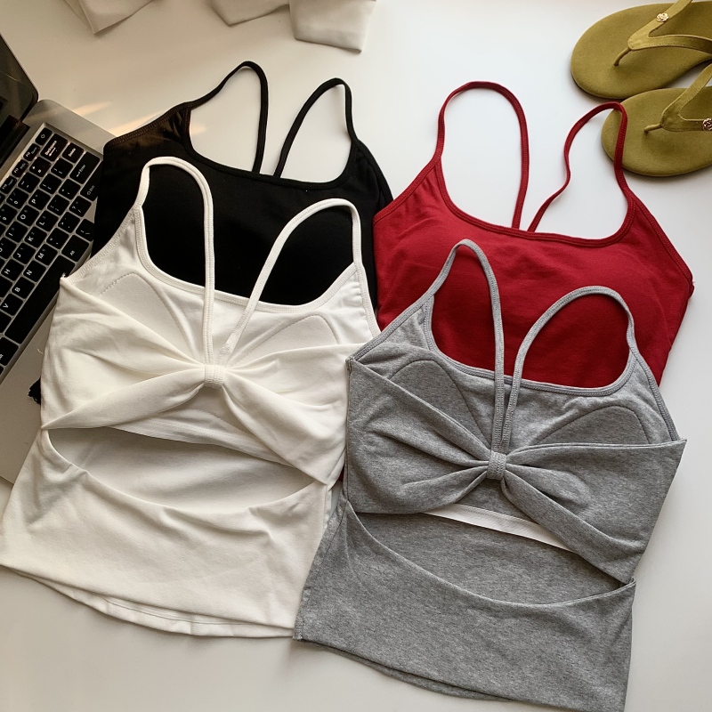 春夏薄款辣妹上衣带胸垫吊带背心