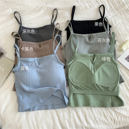 秋冬季新款纯色内搭薄绒吊带