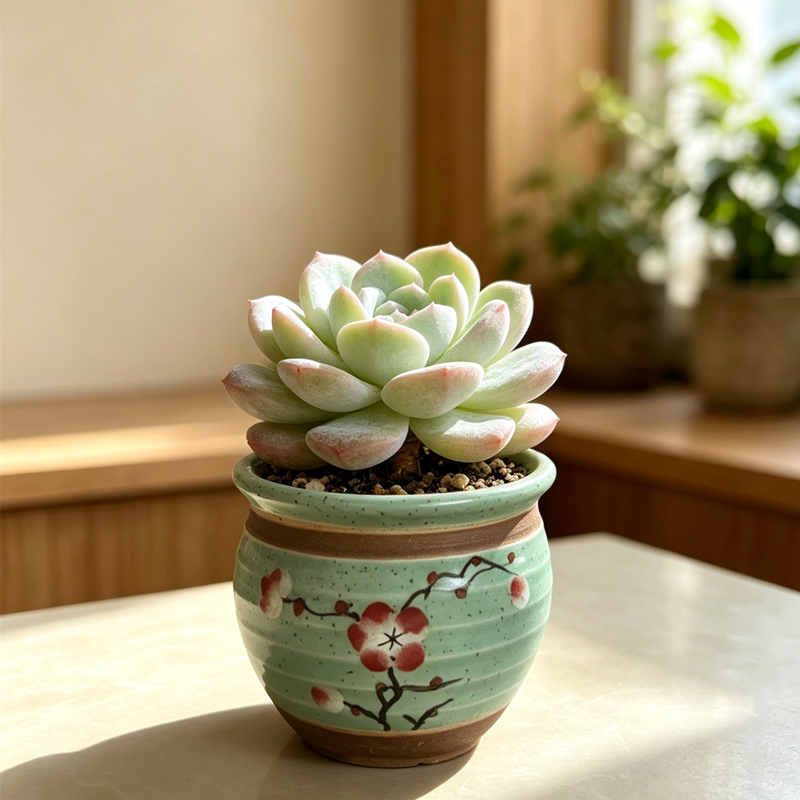 梅花新款多肉植物陶瓷花盆手工制作中式肉肉植物绿植盆栽简约花盆