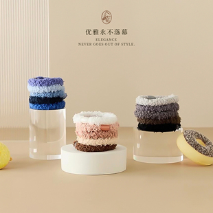 可爱感多巴胺彩色高弹力发绳莱丽克森L.Erickson毛绒舒适发圈 5根