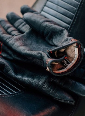 美国制造 GRIFTER 冬季保暖羊毛牛仔布柔软鹿皮 哈雷凯旋机车手套