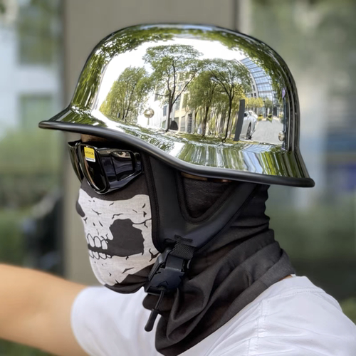 bornfree大兵盔哈雷夏季复古半盔匪帮小盔体德式瓢盔二战瓜皮盔男