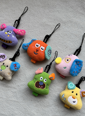 可爱多巴胺小狗手机壳毛绒公仔指环扣手指绳挂件钥匙ccd相机挂饰