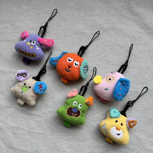 可爱多巴胺小狗手机壳毛绒公仔指环扣手指绳挂件钥匙ccd相机挂饰