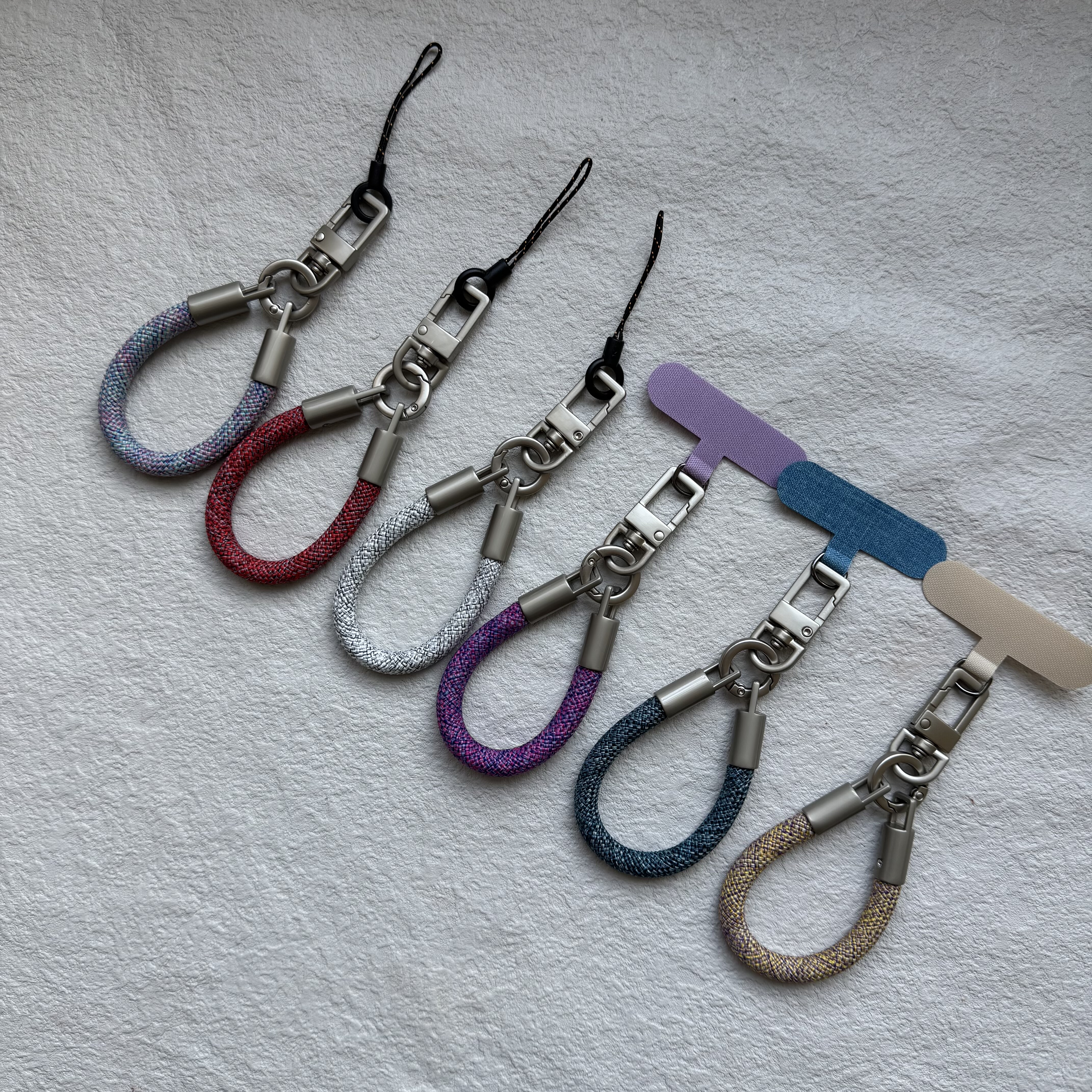 时尚纯色拼纱高端金属mini指环扣手指绳手机壳挂绳钥匙u盘ccd相机