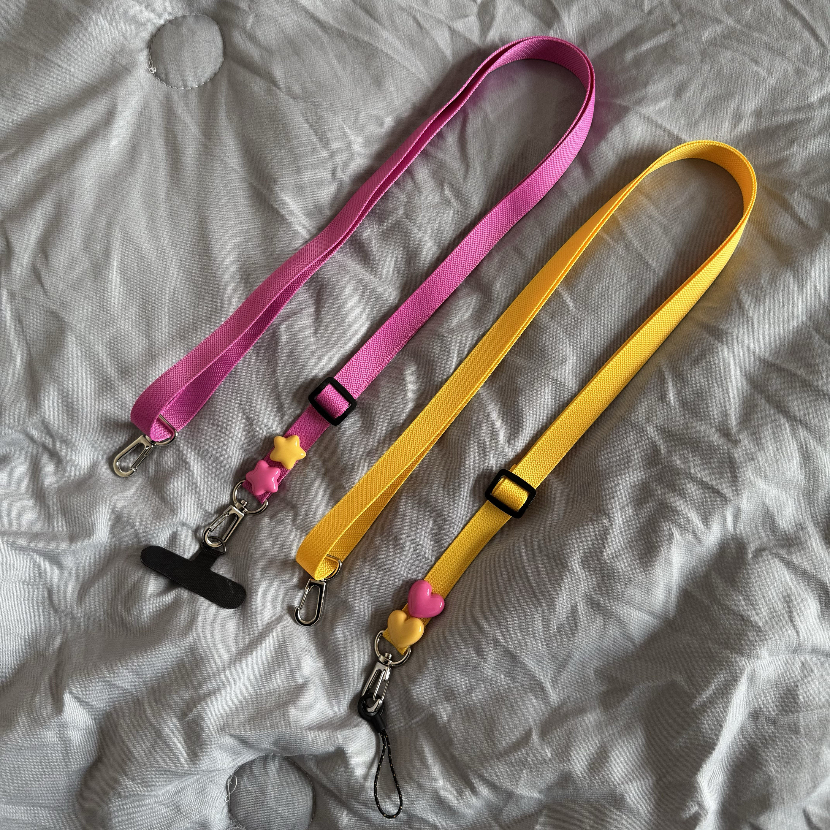 亮色系双拼爱心星五角星手机壳挂绳斜挎可调节挂脖相机扩音器通用