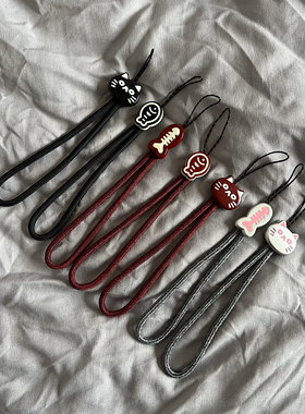 简约可爱猫咪小鱼手机壳不嘞挂脖绳手腕绳相机ccd通用短款手机链