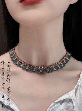 XL008•新中式复古蕾丝串珠颈链choker项链（材料包&成品）
