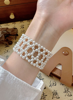 SL131•国风仿故宫珍珠软镯手镯（材料包&成品）