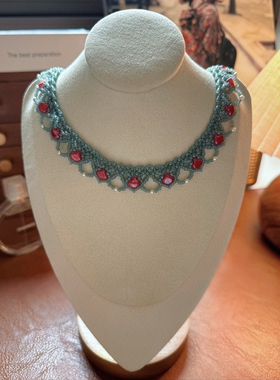 XL041•国风中式复古银杏蕾丝串珠颈链choker（材料包&成品）