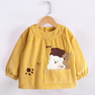 宝宝罩衣防水防脏儿童秋冬季女男宝反穿衣围兜吃饭衣外穿婴儿围裙