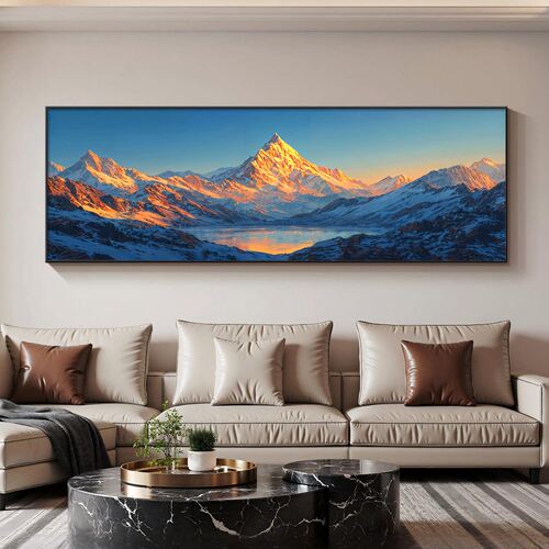 2026新款日照金山客厅挂画大气沙发背景壁画办公室背有靠山装饰画