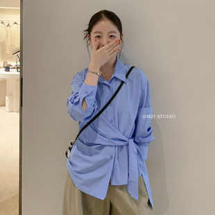 绑带设计衬衫 MZ5140 小女人气质知性百搭上衣衬衫 YS1