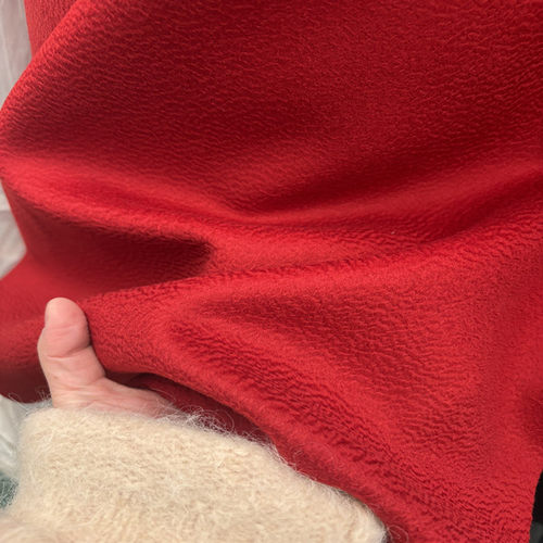 海外直邮 高级哥伦布双面水波羊绒布料红色新年款独.家贵妇面料