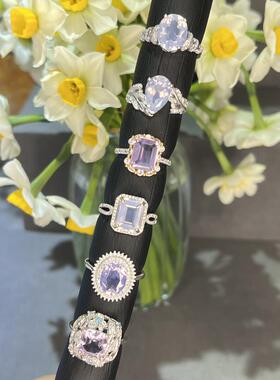 天然紫玉晶戒指女s925银精致时尚