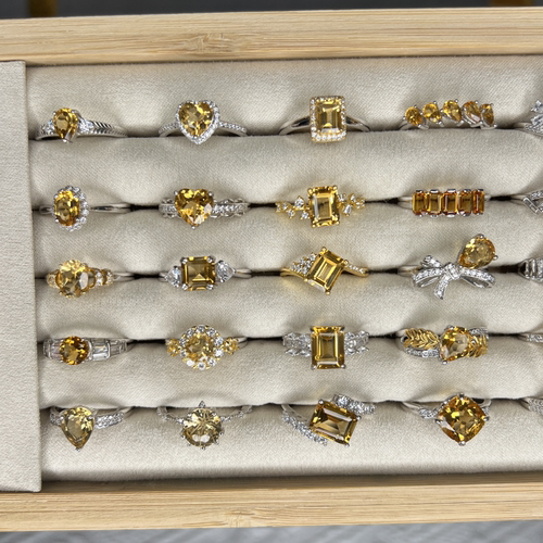 天然黄水晶戒指S925银时尚通勤女