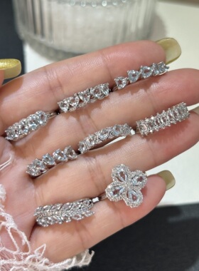 天然海蓝宝戒指S925银活口可调女