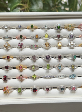 捡漏天然彩宝戒指S925银日常百搭