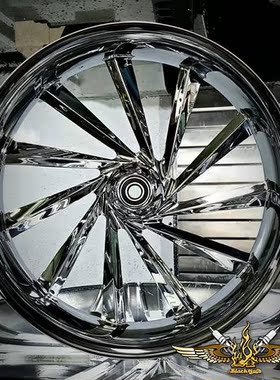 黑金定制 哈雷改装通用SMT锻造轮毂cnc一体切削16-32寸匪帮bagger