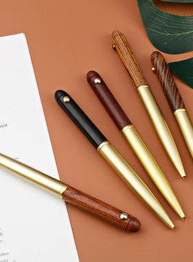 金属檀木笔文玩收藏黄铜笔复古中性笔黑色生日送礼毕业纪念品刻字