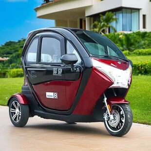 优米红豆电动三轮车环步全封闭代步车接送孩子豪华锂电家用女士