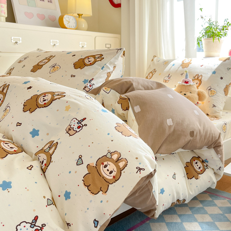 A类100%纯棉学生宿舍三件套母婴级全棉亲肤小碎花床单被套四件套