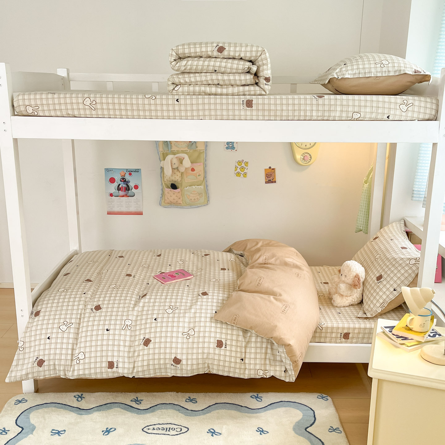 新款全棉印花学生三件套宿舍被套上下铺床笠款套件纯棉床单被罩