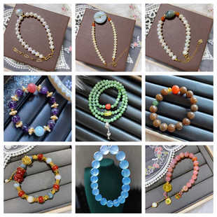 原创DIY设计款天然星辉骨干水晶彩宝珍珠手串学生手链闺蜜礼物22