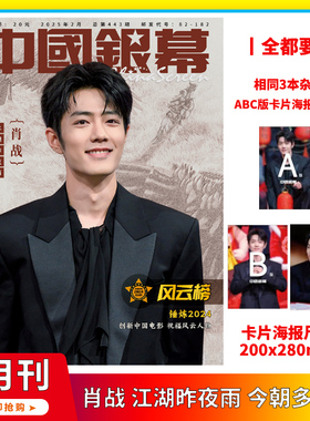 中国银幕 杂志2025年2期 肖战 封面 送卡片海报 尺寸200x280mm 风云榜/10期 2025年大湾区电影音乐晚会