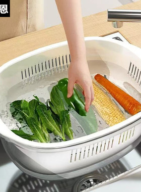 佑恩厨房双层沥水菜篮子水槽沥水篮洗菜池蔬果碗碟沥水家用收纳盆