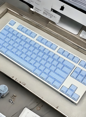 果冻蓝侧刻键帽透明个性蓝色PC材质透光OEM高度磁轴键盘M6pro+