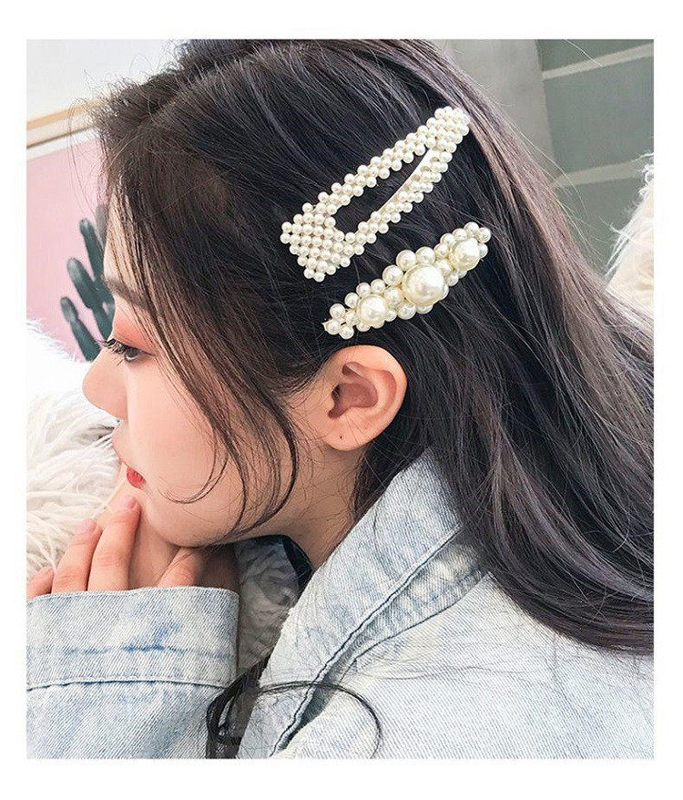韩国东大门网红夏夏同款手工串珠珍珠发夹一字夹BB夹仙女发饰边卡