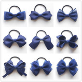 女童藏青深蓝发饰品小女孩可爱蝴蝶结雪纱发绳宝宝不伤发发圈头花