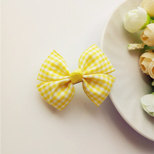 黄白格子儿童发饰中小学生发夹发箍发绳皮筋文艺小清新发卡套装