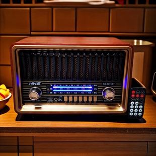 出欧美复古怀旧台式收音机调频中波短波带摇控蓝牙音箱插卡音箱