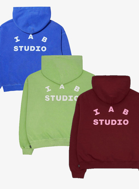 IAB STUDIO Hoodie KR潮牌字母印花男女款加绒连帽卫衣外套