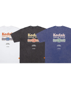 New Kodak/柯达25SS纯棉短袖男女同款复古水洗圆领T恤潮牌上衣