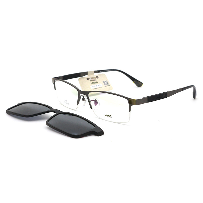 真品Jeep吉普磁吸套镜T7057A男款眼镜框钛架高清偏光太阳镜夹片