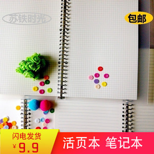 苏铁时光磨砂外壳A5B5方格活页本横线空白20孔26孔金属铁夹记事本