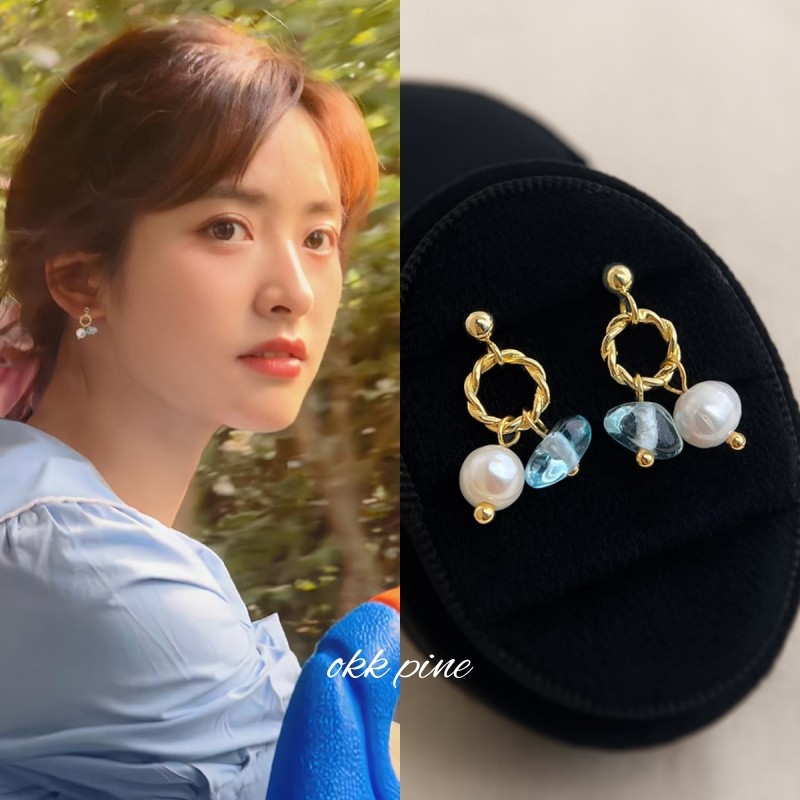 okk pine 海洋蓝甜~玻璃水晶蓝手作耳饰珍珠耳钉女淡沈月同款耳环,饰品/流行首饰/时尚饰品新,耳钉,淘宝优惠券,粉丝福利购,淘宝优惠卷