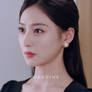 okk pine 法式复古赫本气质圆形珍珠耳饰有港回信胡连馨同款耳环