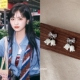 okk 耳环 简约小众铃兰花蝴蝶结甜美清新耳钉沈月同款 pine 法式