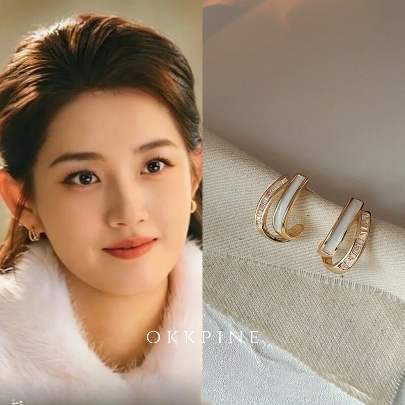 okk pine 金环贝序 法式双层 C 圈耳钉女 沉乔未晚郭宇欣同款耳环