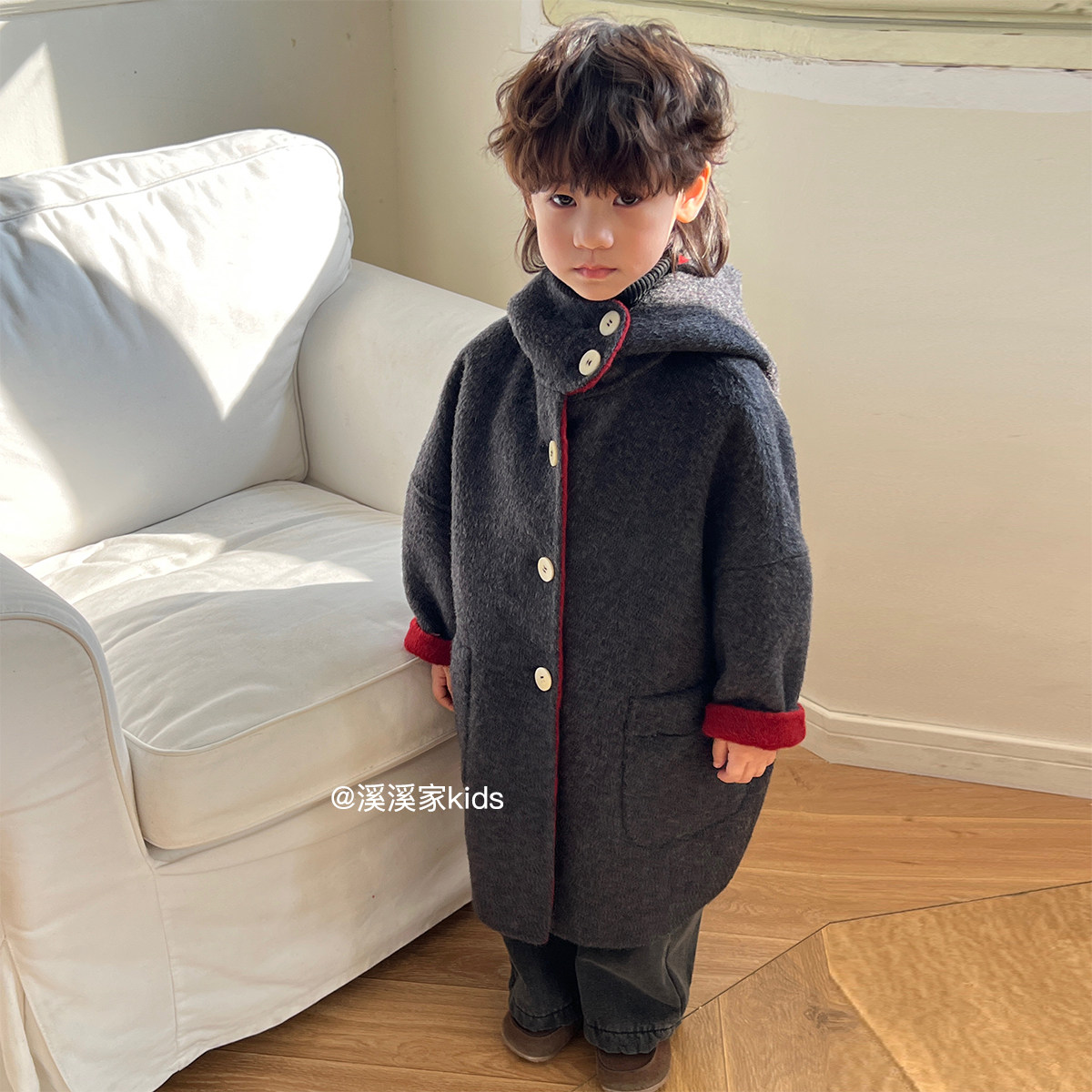 两面穿男童全羊毛双面羊绒大衣