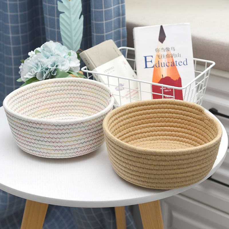 北欧棉线化妆品收纳筐布艺