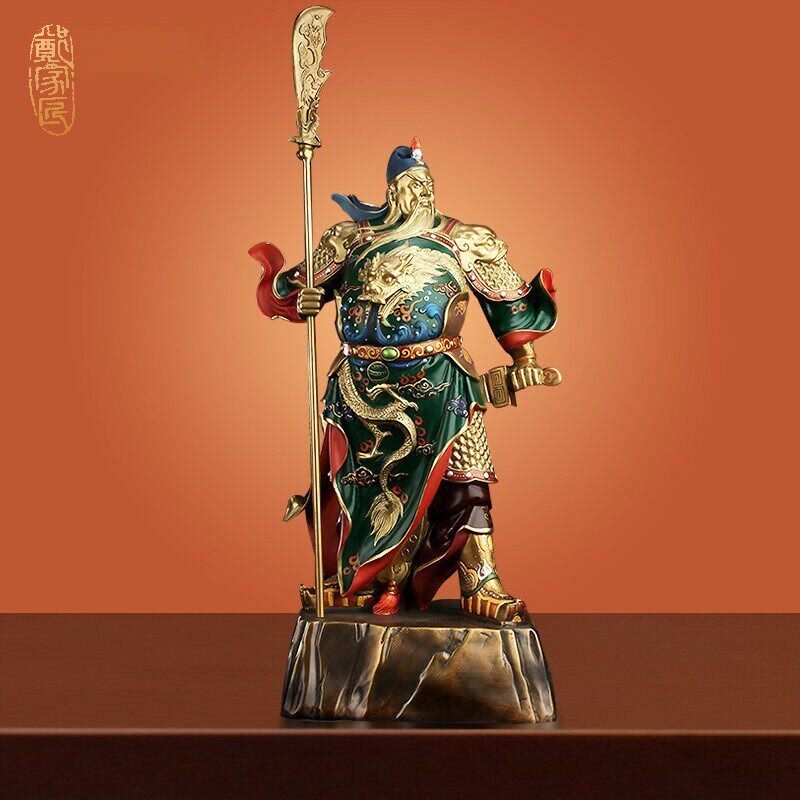 《忠义盖世》黄铜武财神关公摆件关羽关二爷佛像客厅招财供奉神像