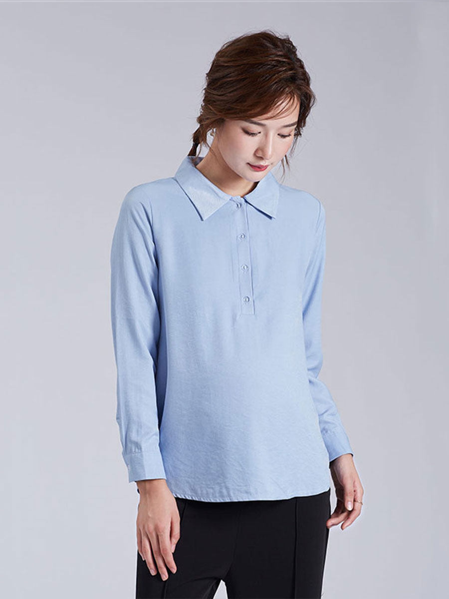 임부복 흰색 셔츠 루즈한 A라인 커버 복부 임신을 위한 대형 긴팔 전문 복장 업무용으로 착용 가능 수유에 적합