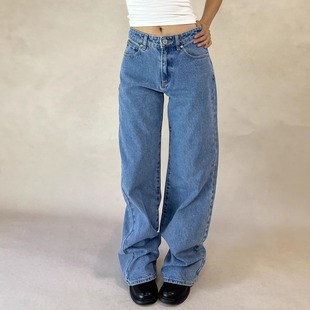 高腰牛仔裤 TheDINA 衣橱水洗蓝宽松显瘦直筒窄版 肯豆 2026新款