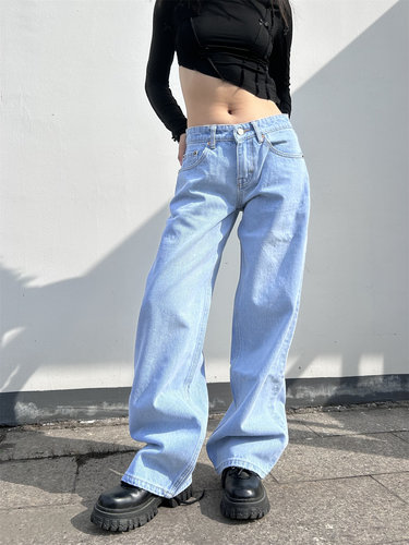 宽松显瘦春秋ins拖地直筒长裤