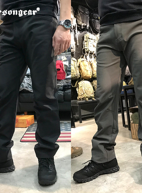 爱默生猞猁加绒高弹软壳裤秋冬户外防风防水登山冲锋加厚抓绒长裤